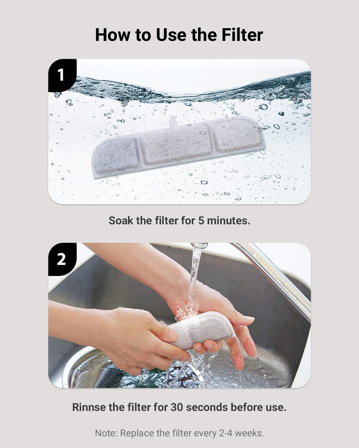 DownyPaws 16 Packs Replacement Filters for Battery Operated Cat Water Fountain DPWFP6 Fursink and Pet Feeding Mat with High Raised Edge, Cat Placemat for Messy Drinkers, 18"×12.5", Black