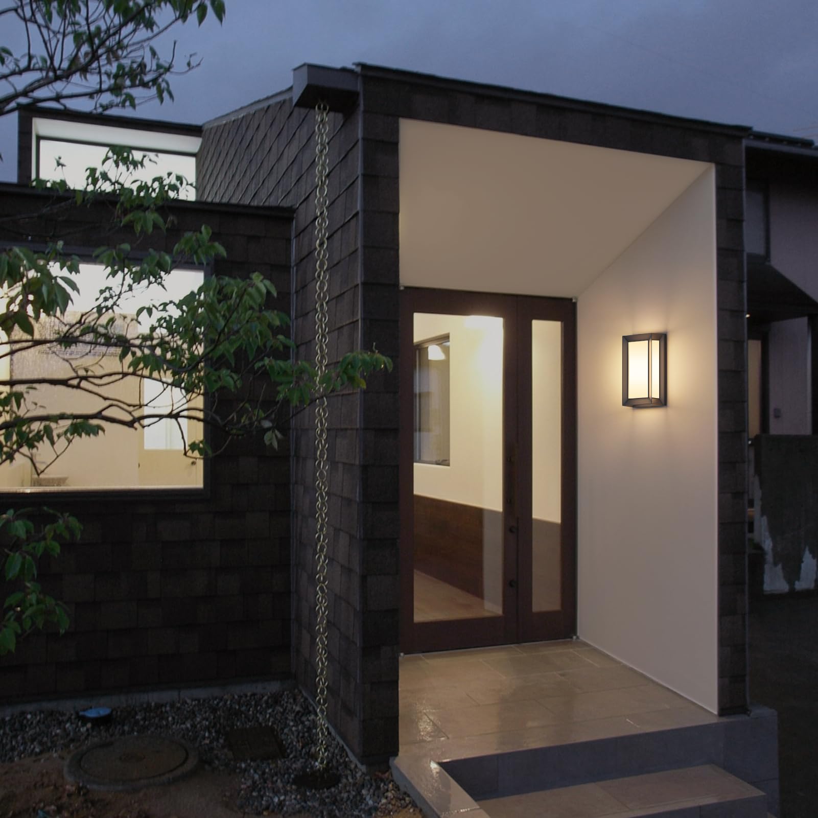 Klighten Apliques de Pared E27 Exterior Interior, Max 60W, IP65 Impermeable Luz de Pared, Moderno Lámpara de Pared para Entrada Terraza Ingresso, PC + Alluminio, Bombilla no Incluida, Negro