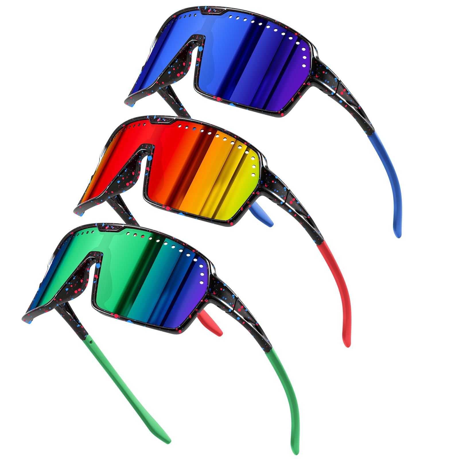 3Pack Polarized Kids Sunglasses UV400 for Youth Softball Running Cycling