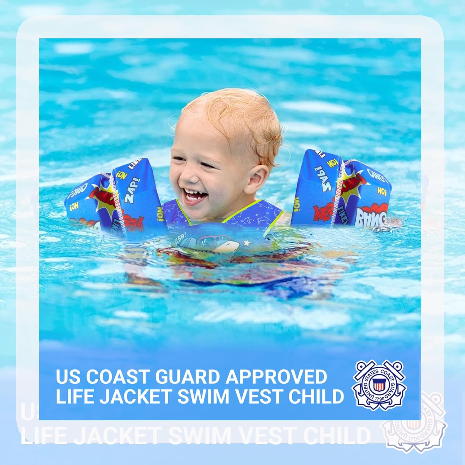 Toddler Swim Vest Swim Jacket Toddler Life Jacket 30-50 Lbs, US Coast Guard Approved Life Vest Kids Arm Floaties for Toddlers Water Wing with Whistle
