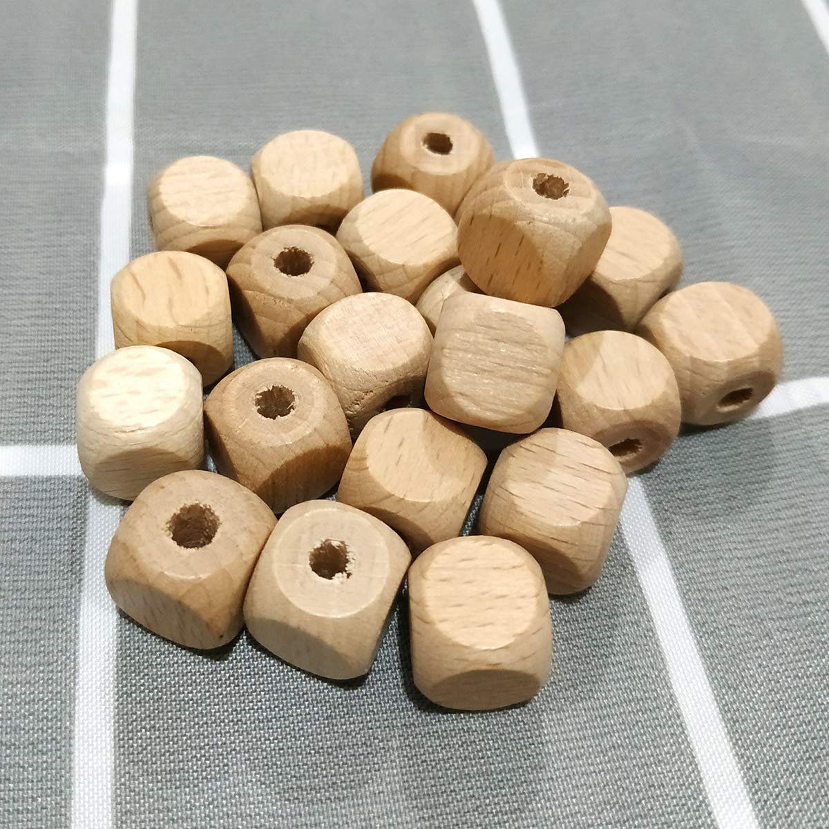 200 perline quadrate in legno di faggio, 12 mm, perline sfaccettate per portachiavi, fattoria, artigianato, creazione di gioielli, fai da te, decorazioni per la casa