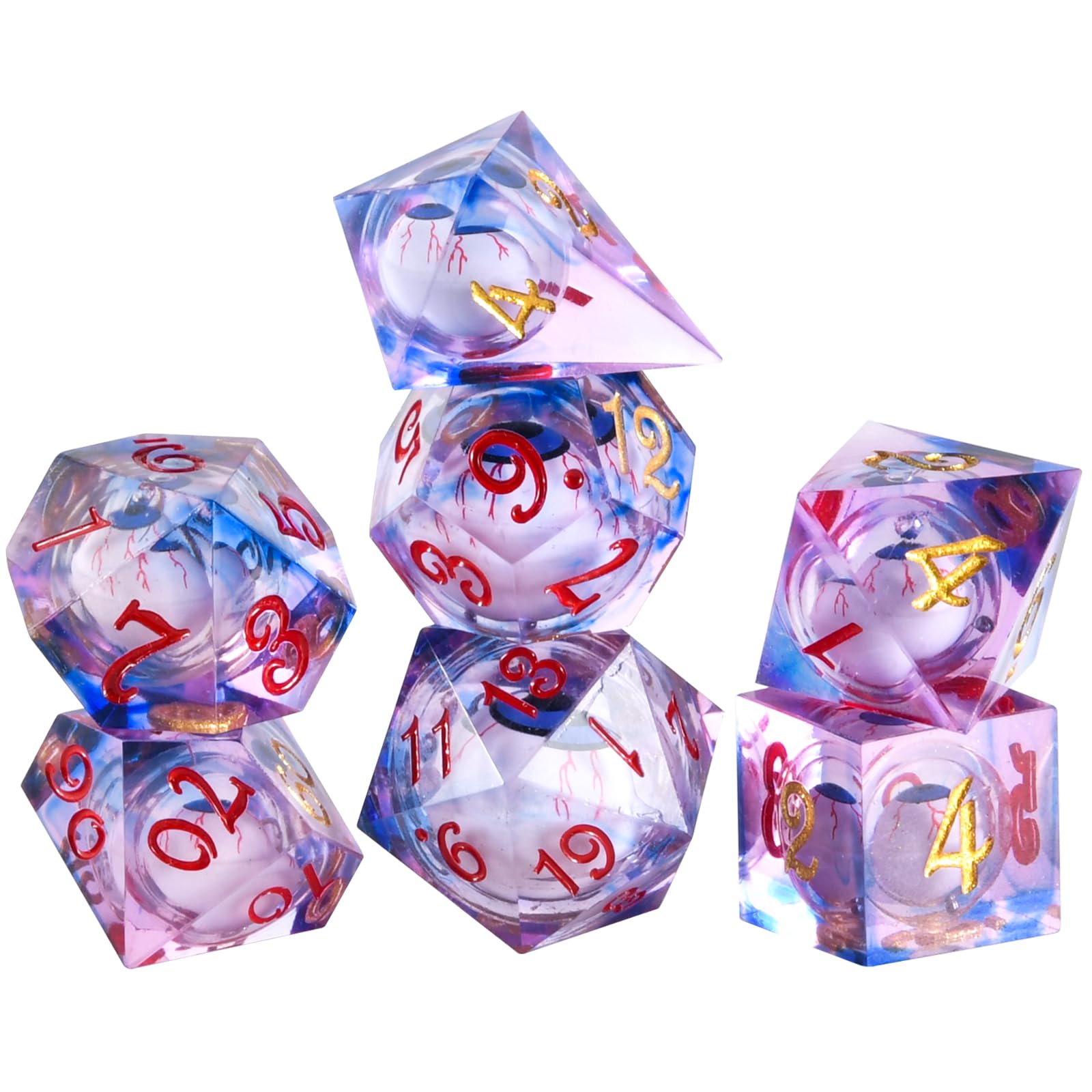 OriCraft Lot de 7 dés DND avec œil mobile à l'intérieur de Donjons et Dragons pour jeu de rôle polyédrique – D20 – Jeu de dés pour Halloween, vert OriCraft Lot de 7 dés DND avec œil mobile à l'intérieur de Donjons et Dragons pour jeu de rôle polyédrique – D20 – Jeu de dés pour Halloween, vert