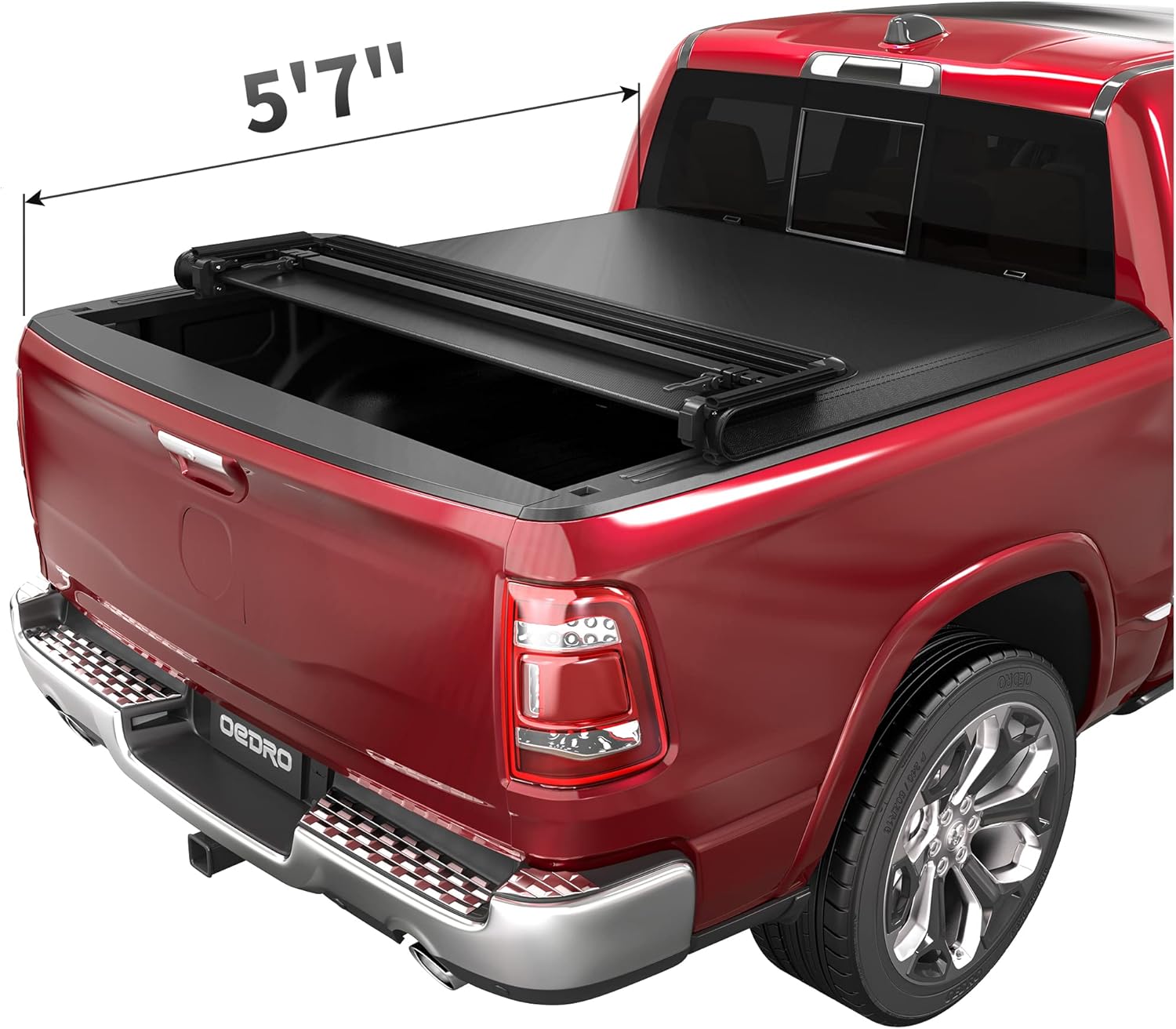 oEdRo Soft Quad Fold Truck Bed Tonneau Cover Compatible with 20092022 Dodge Ram 1500 (Inclu