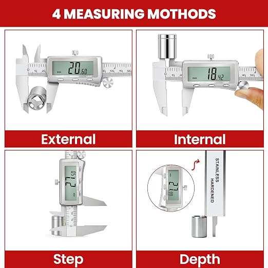 Calibrador digital recargable 6 pulgadas acero inoxidable miniatura 7