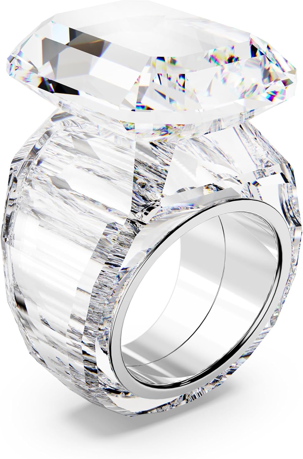 Swarovski Lucent cocktail ring, Octagon cut, Clear, size 8 - Image 2