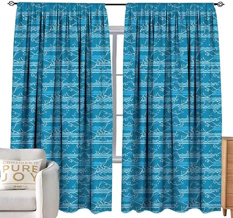 Amazon Co Jp Cobedecor ハーフ遮光カーテン 魚 イエローフィン マグロ リアルなイラストと影と水のディテール フィン地球の黄色 プライバシー保護 W1 Xl96 Diy 工具 ガーデン