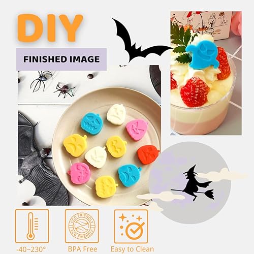 Miniatura 3 de KAISHANE 2 moldes de chocolate de Halloween, molde de silicona de 15 cavidades, diferentes formas de calabazas de Halloween, moldes de chocolate