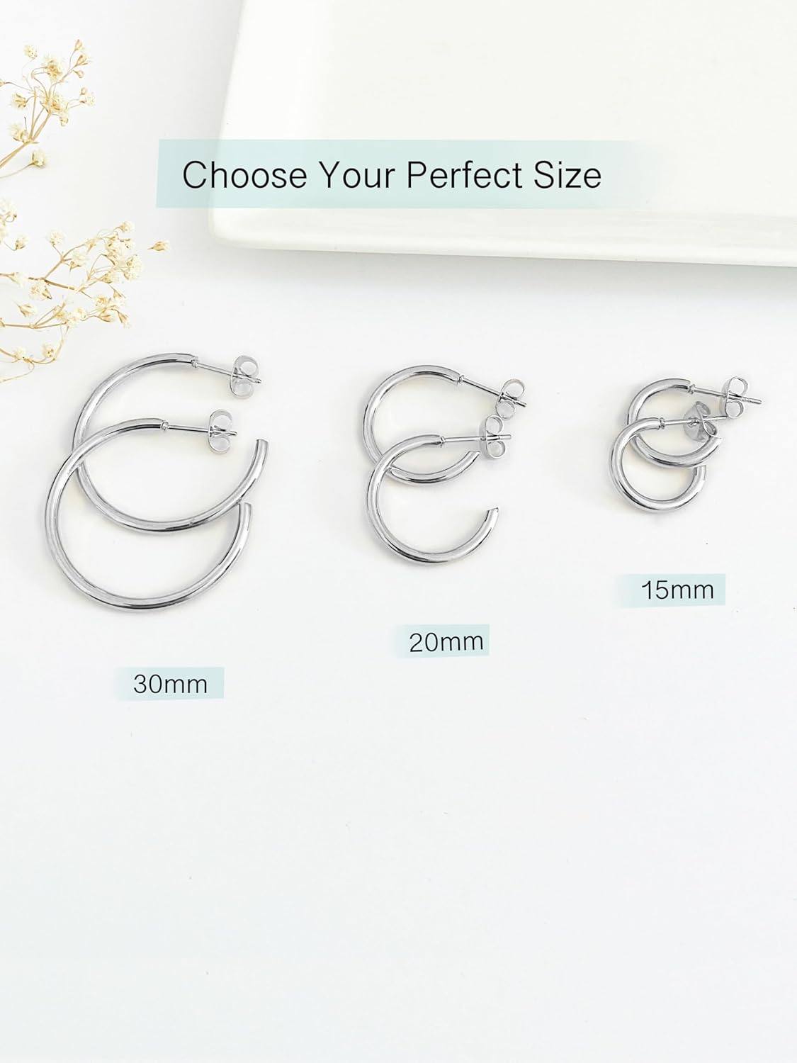 Altitude Boutique 18K Small Gold Hoop Earrings For Women | Gold Plated Thin Tube Earrings | Lightweight, Hypoallergenic Chunky Gold Open Hoops (Gold, Silver) - Image 7