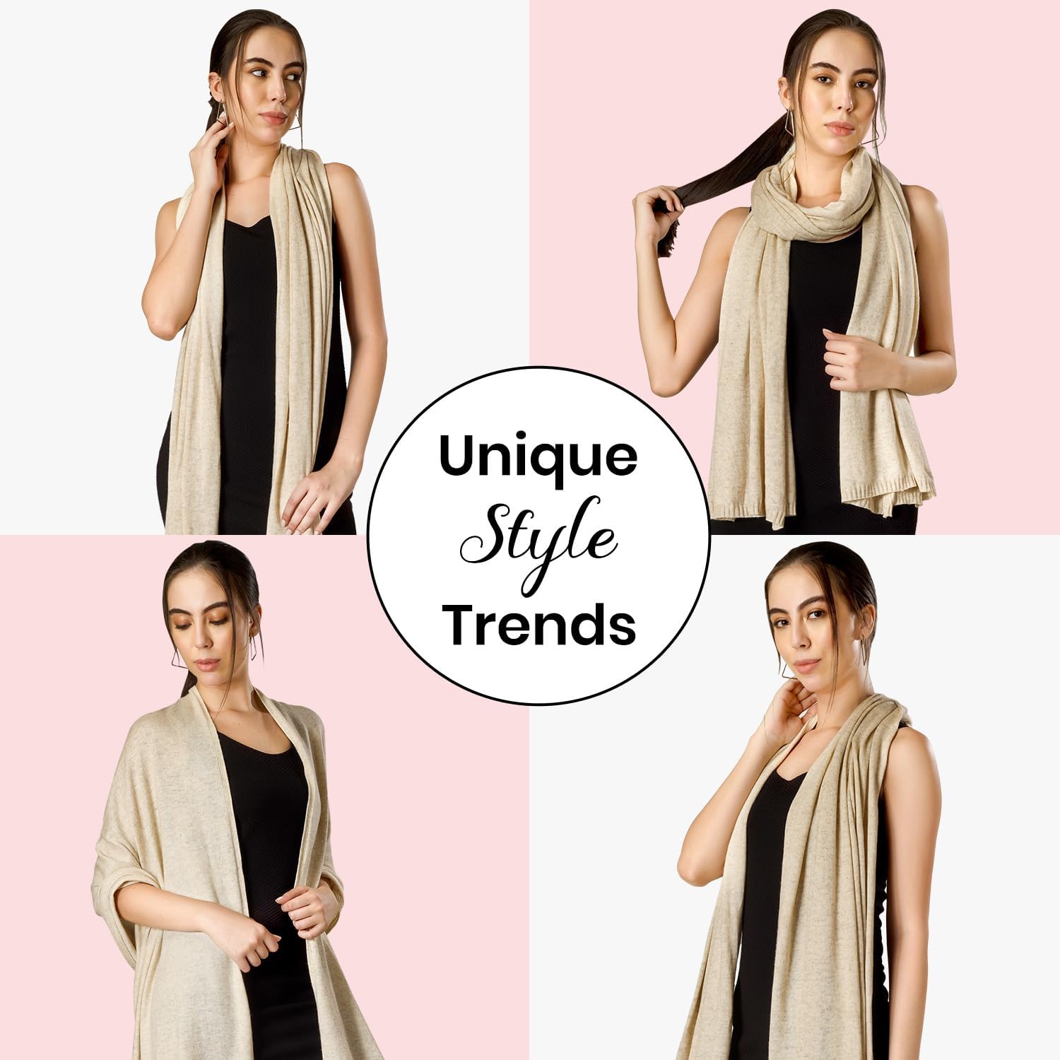 Cashmere 100% Cashmere Knitted Wrap Pashmina Shawl Extra Large Scarf Stole for Women Travel - Image 2