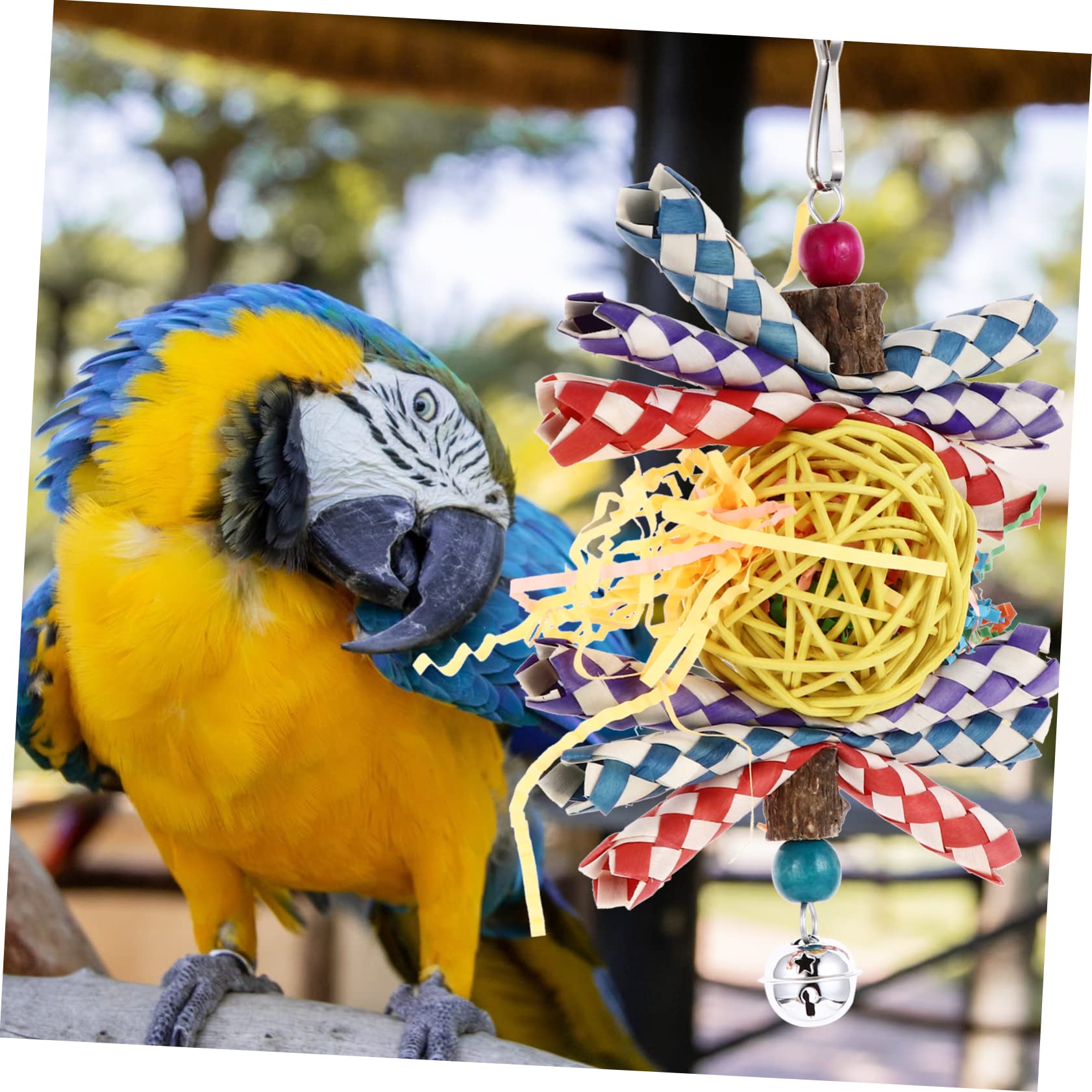 FRCOLOR 2pièces Jouet à Mordre pour Perroquet Accessoire Et Herbe pour Oiseaux Stimule Activité Physique Et Réduit Ennui Jouet Créatif Et Amusant pour Oiseaux De Compagnie