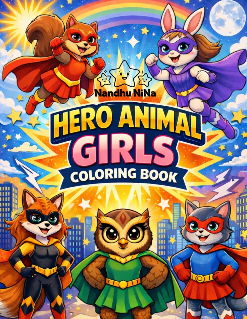Hero Animal Girls Coloring Book: Cute and Fun Animal Girl Heroes for Kids Ages 3–8 | Adorable Characters with Powers, Bold and Easy Coloring Pages (Hero Animals Universe)