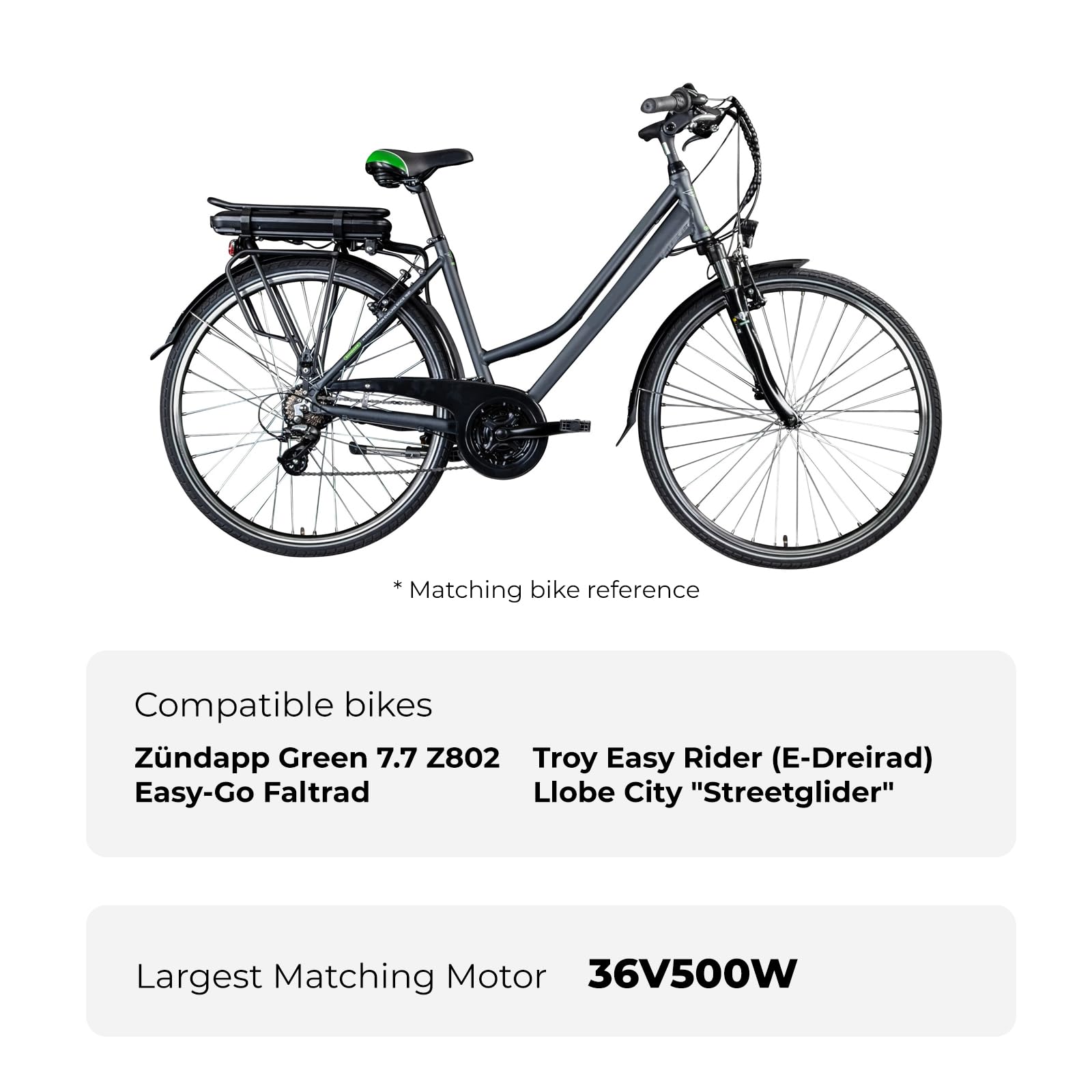YOSE POWER Batterie de vélo électrique 36V 11,6Ah pour Moteur 36V 250W/350W/500W – Compatible Zündapp Green 7.7 Z802