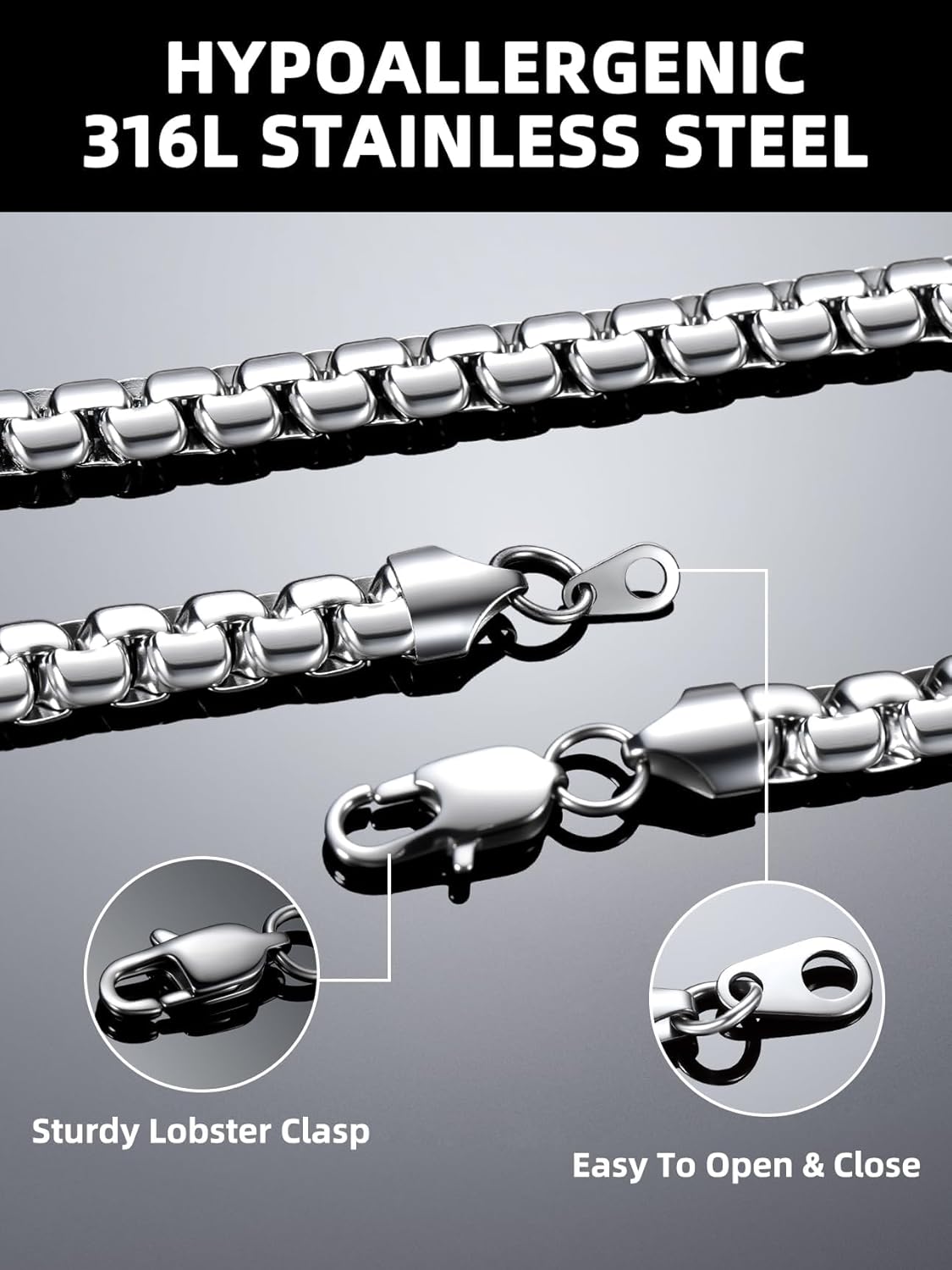 Bestyle 18K Gold Plated/Silver/Black Chain for Men, Hypoallergenic 2/4/6/8mm Stainless Steel Flat Link Chain Necklace for Men & Women Hip Hop Jewelry, 14-30"