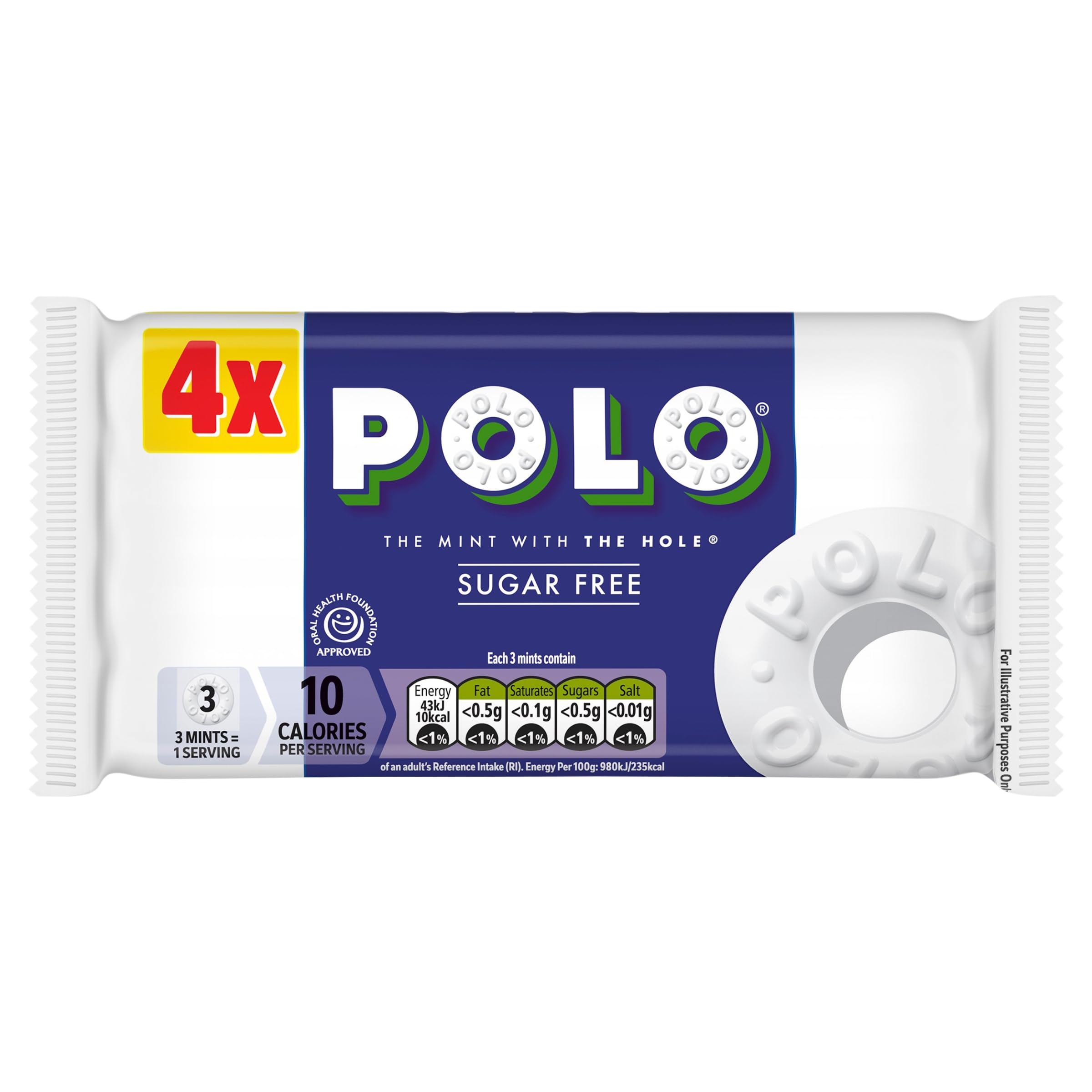 Polo Sugar Free Mint Tube Multipack, 4 x 33.4 g