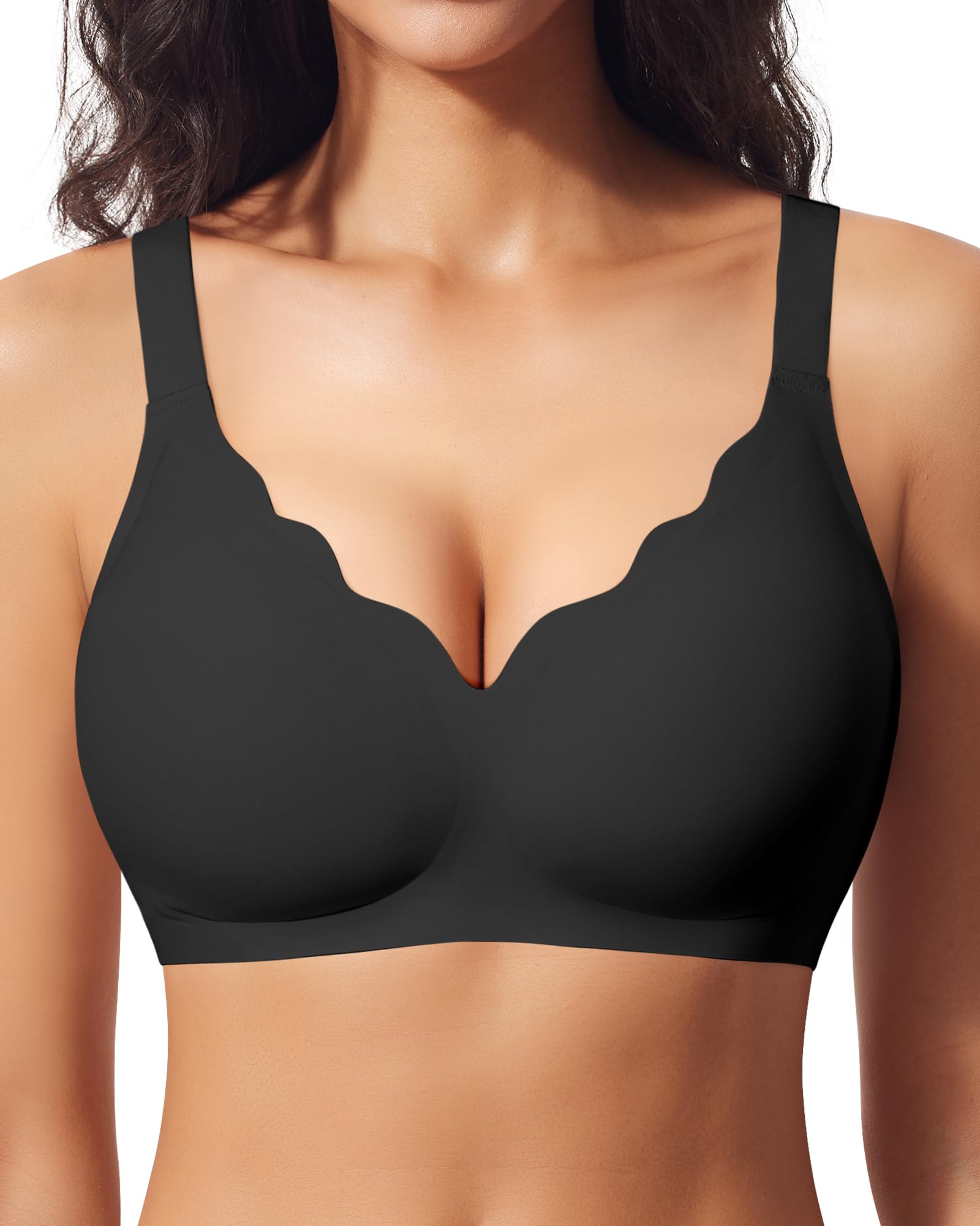 Ganado Sujetador sin Aros Mujer Sujetadores sin Costuras Push Up Comodos Bralette Cuello V con Relleno