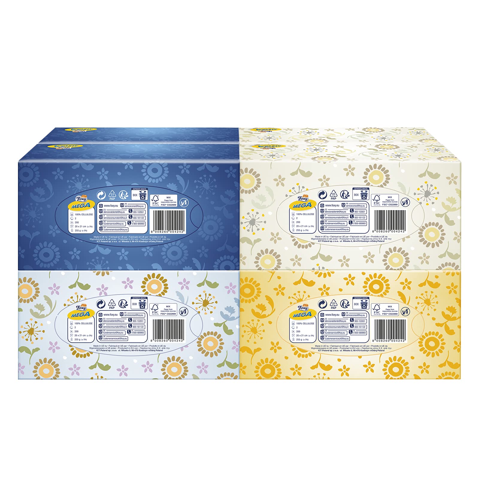 Foxy Mega 28008260004246 Chusteczki, Wielokolorowy, 8 x 200