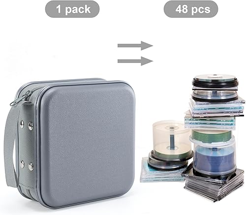 Miniatura 55 de UENTIP Funda para DVD, capacidad de 48 unidades, portátil, con cremallera, almacenamiento grande, cartera de CD, organizador de CD, viaje en casa