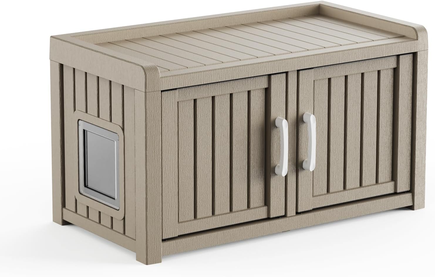 Vixzen Cat Litter Box Enclosure, Resin Material Hooded Litter Box with Enclosed Design for Cats