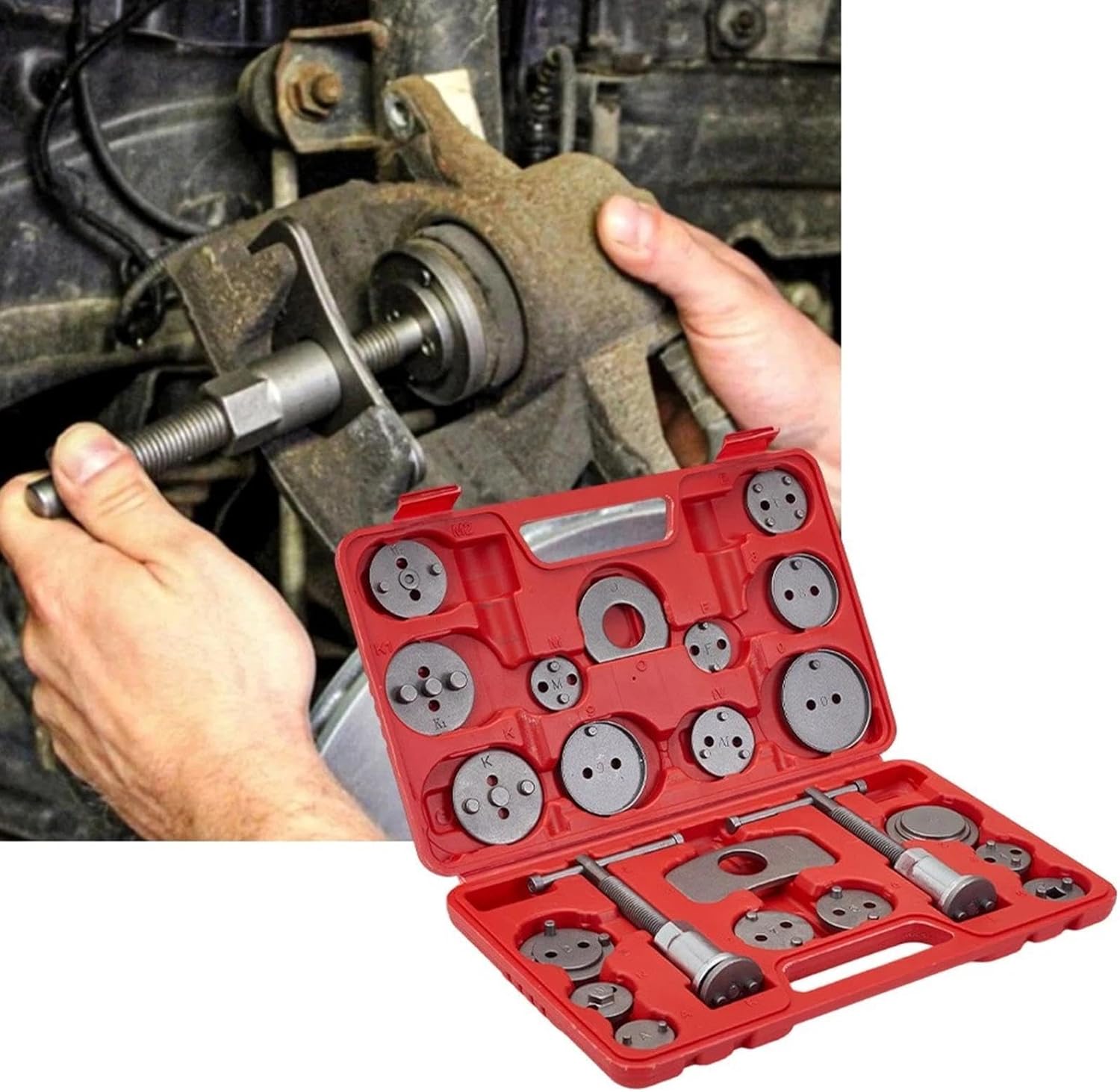 Piston Compressor Tool | Disk Spanner Adjuster Kit | Brake Pad Tool - for Repair Automotive Mechanic Service Truck Motor Bicycle Bike