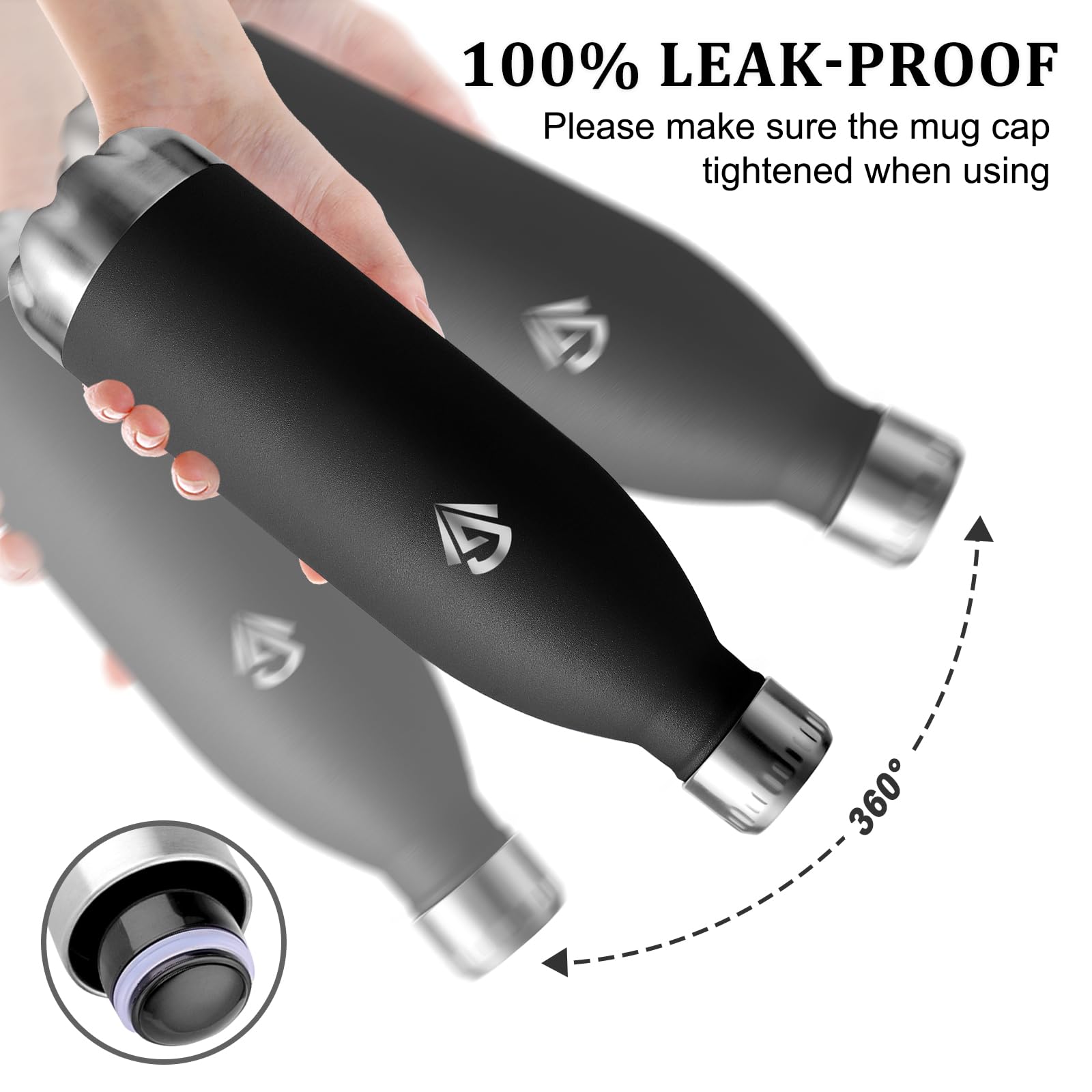 Borraccia Termica 1 litro, Borraccia Palestra Senza BPA, Isolamento Sottovuoto, Borracce Acciaio Inox, Bottiglia Termica a Prova di Perdite per Campeggio, Gym, Fitness