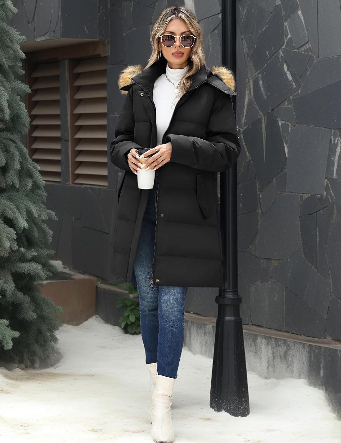 Winter Coats For Women Puffer Down Parka Thicken Warm Hooded Jacket Snow Quilted Jacket Hoodie Detachable Fur Hood 2025 - Image 7