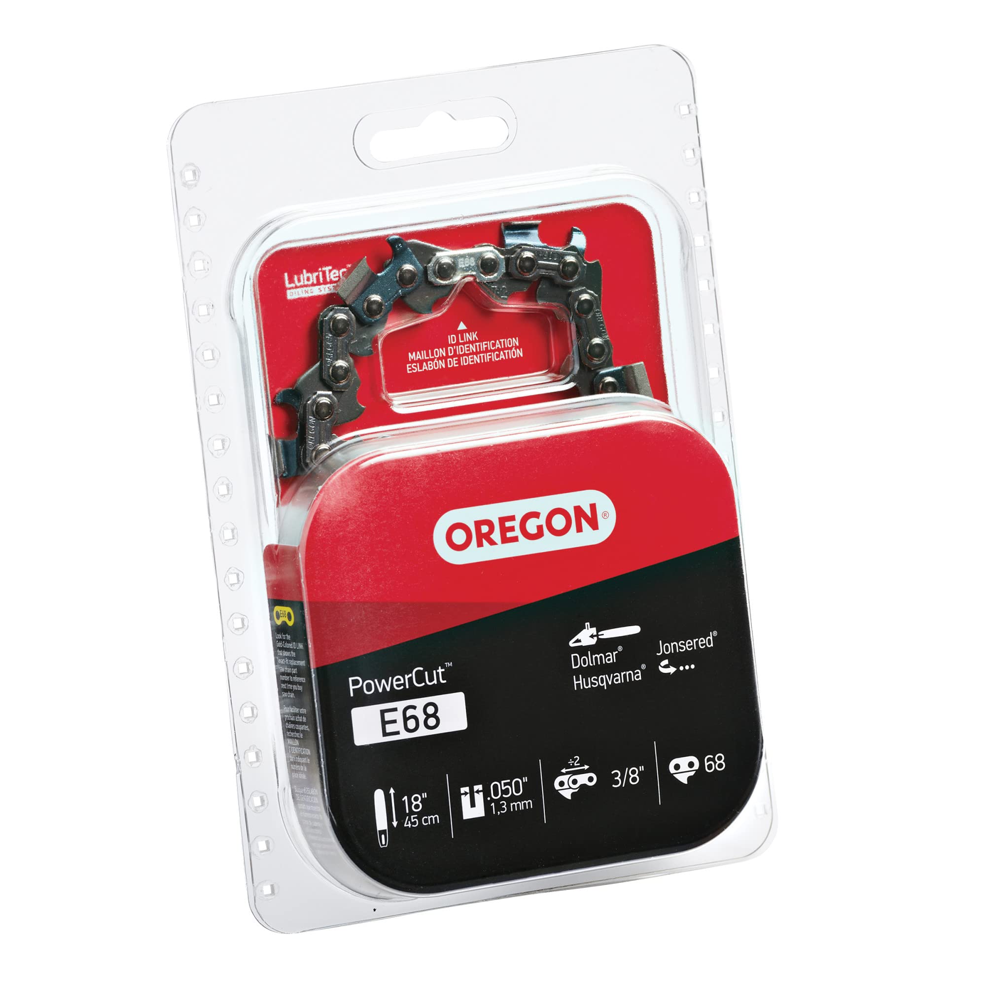 Oregon Chaîne de tronçonneuse E68 PowerCut 45,7 cm compatible avec Dolmar, Husqvarna, Jonsered