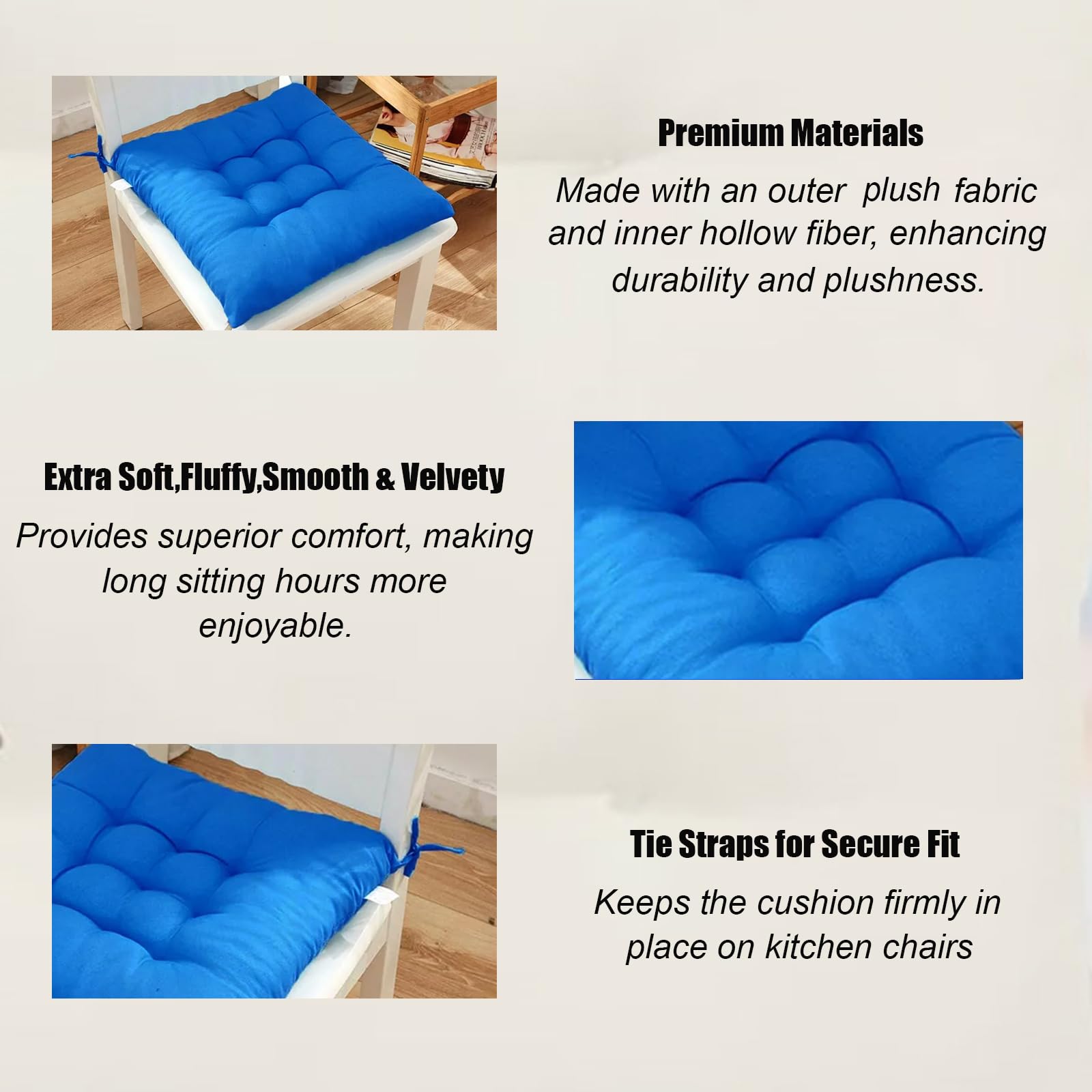 Cushion Chair Pad Cushions, Tie-on Dining Chair Pads, 38x38x5 cm Hypoallergenic Soft Polyester Tie-on Chair Pads, Wide - Image 5