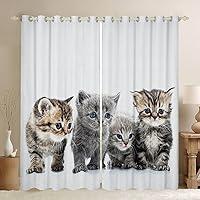 Vista 37 de Cortinas de ventana con diseño de gatos y mascotas, cortinas Kawaii para ventana de espacio exterior, para dormitorio, sala de estar, para niños