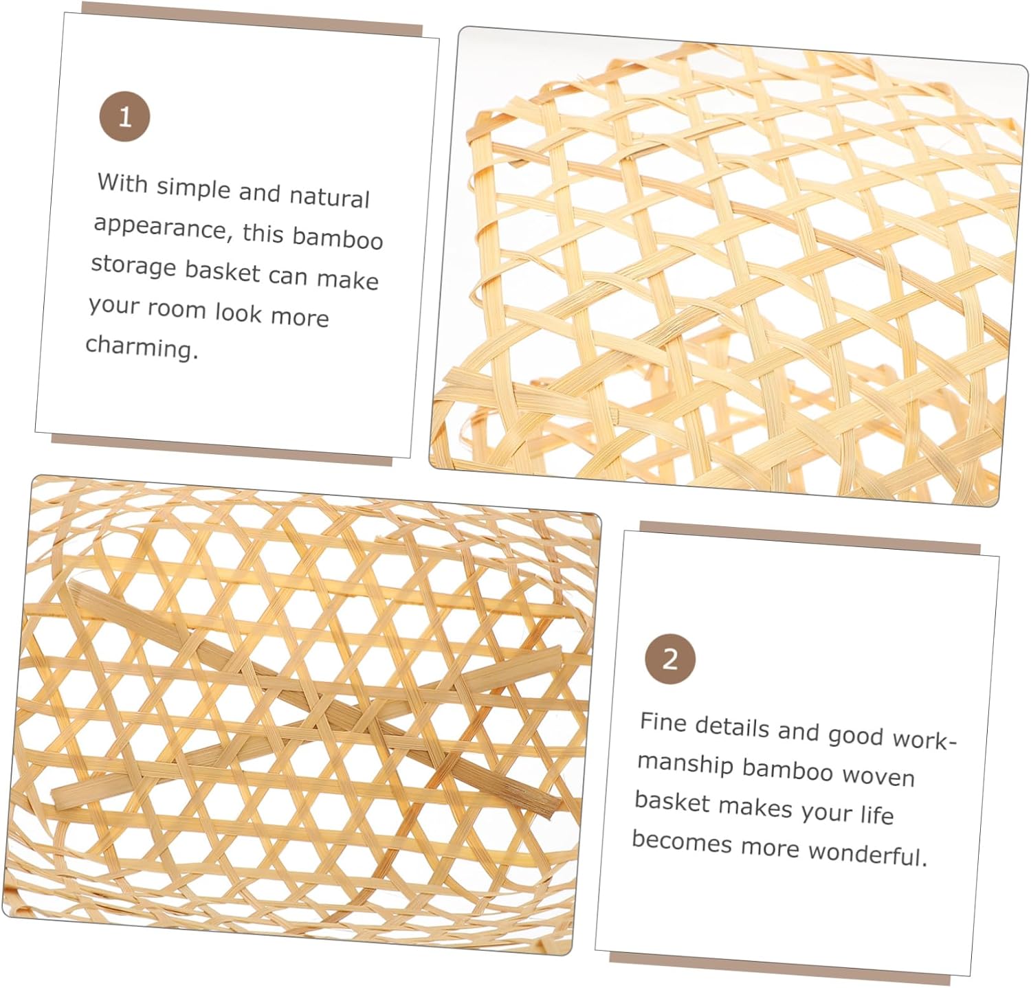 ABOOFAN 6pcs Bamboo Woven Storage Basket Sundries Organizer Handle for Kitchen Toys and Home Lightweight Natural Bamboo Bread and Fruit Containers image 4