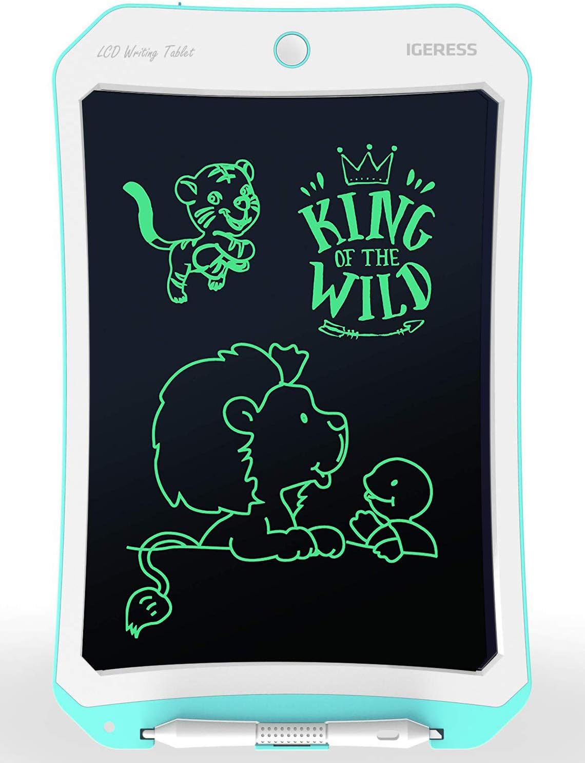 IGERESS Newest 10 inch Blue LCD Writing Tablet Board Drawing Tablet Board with more Thickness Writing Footprint Screen for Kids and Adults’ Learning, Entertainment and Working(Blue) …