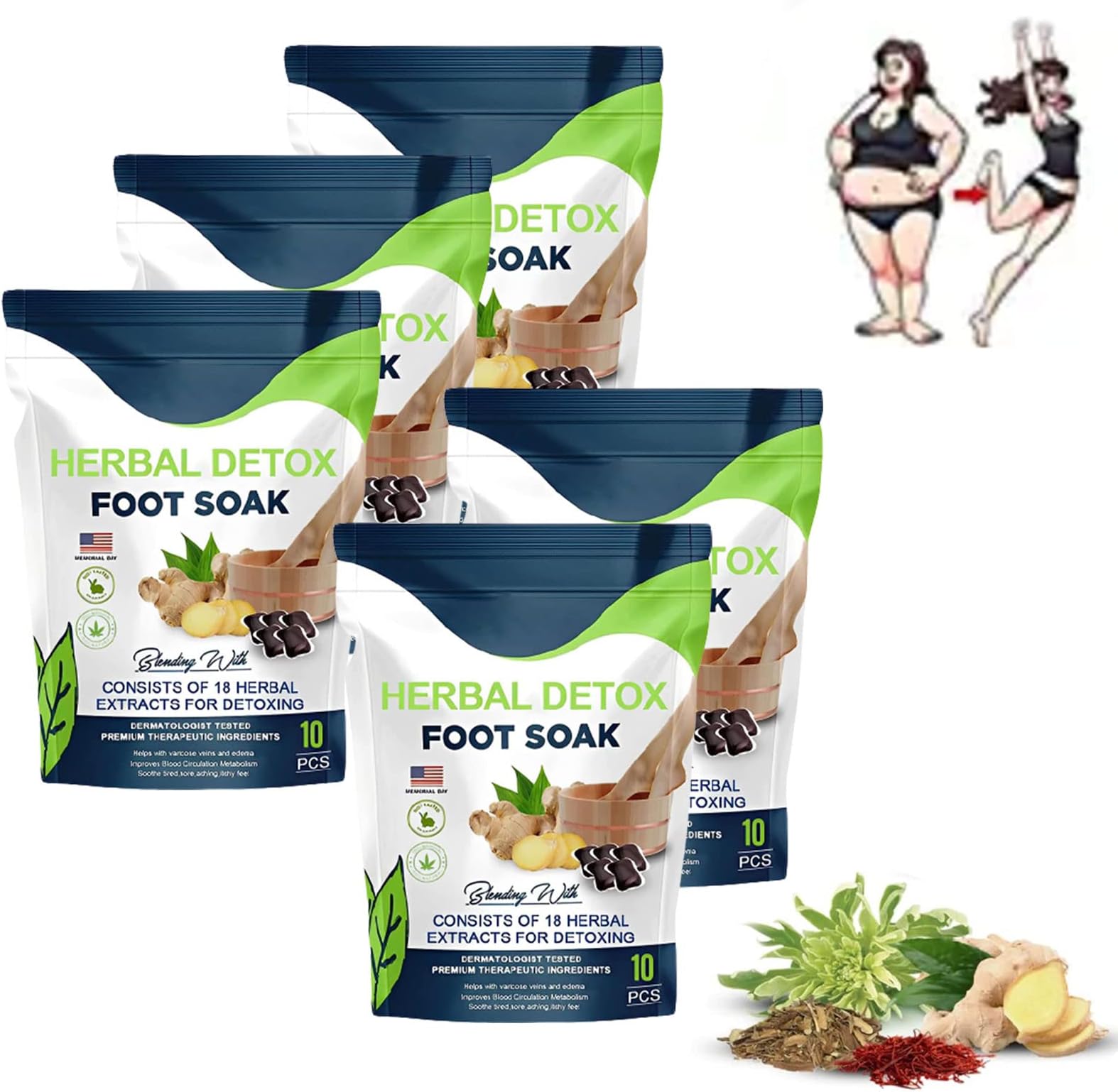 Oveallgo Pro Herbal Detox Foot Soak Beads, Herbal Detox Cleansing Foot Soak Beads, Oveallgo Herbal Detox Foot Soak Beads, Herbal Detox Origin Foot Soak Beads, Foot Care (5pack)