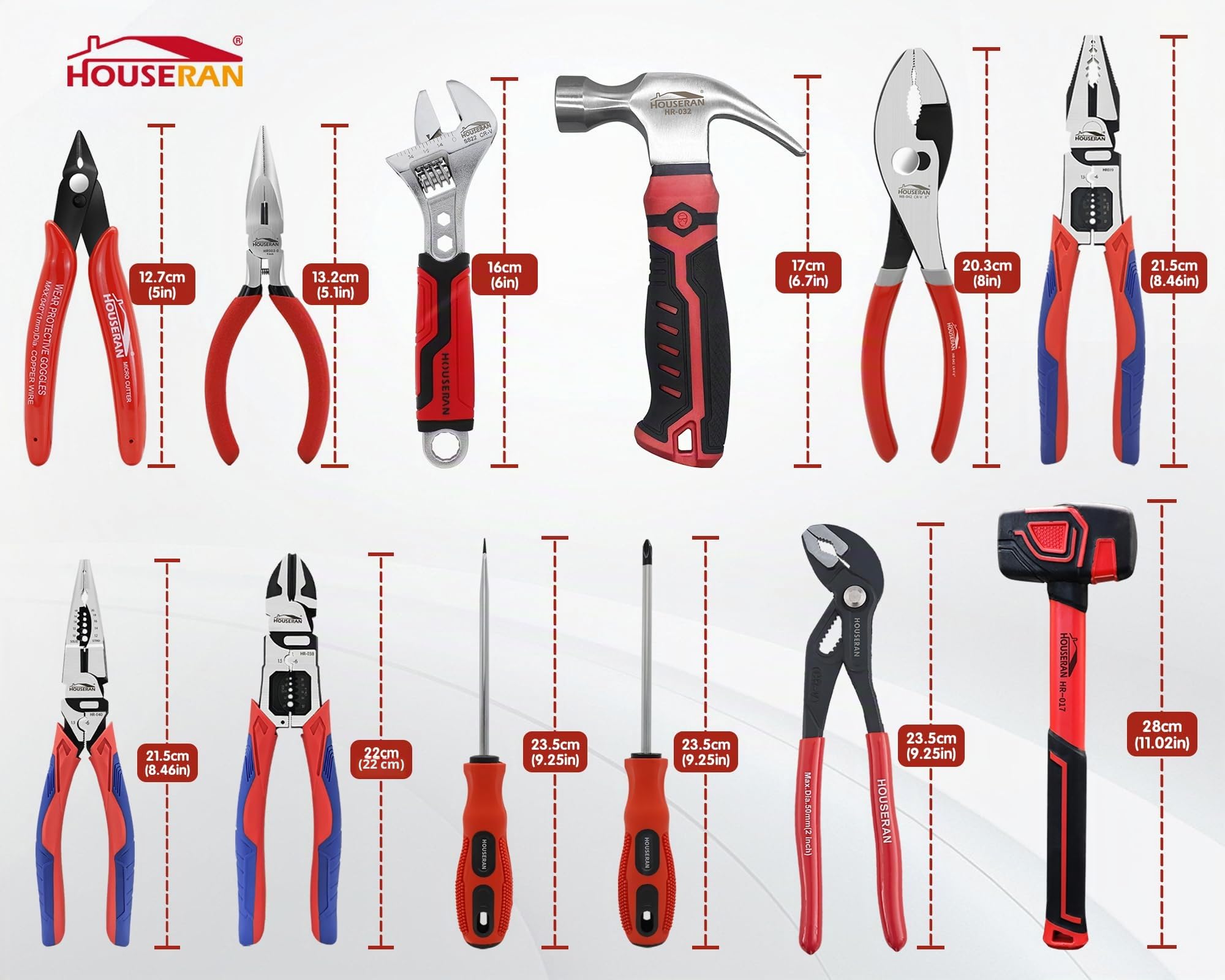 Juego de Herramientas Profesional 12 Piezas – Set de Alicates CRV Resistente, Mazo de Goma, Llave Ajustable, Martillo de Uña y Caja de Herramientas para Electricidad, Reparación del Hogar | 12 herramientas: alicates CRV, mazo de goma, llave ajustable y ma