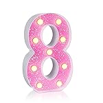 Foaky Pink Light up LettersPink Party Decorations,Girls Room Decor,Glitter Marquee Numbers,Alphabet Letter Sign for Night Light Birthday Party Girls Gifts, Home Bar Decoration (8)