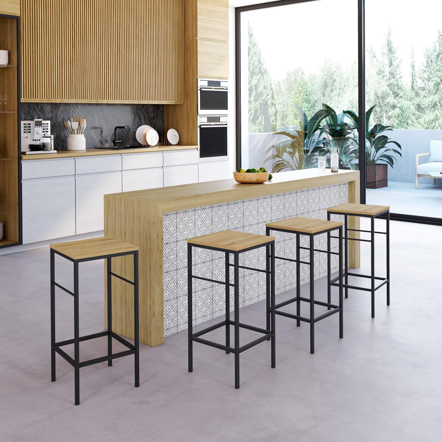 IDMarket - Lot de 4 tabourets de Bar Detroit Design Industriel