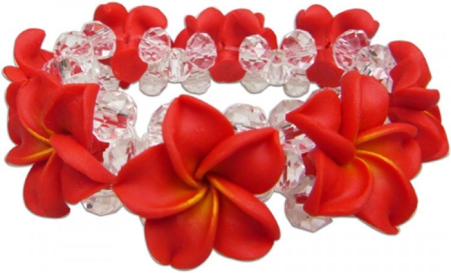 He Pua Nani Coral Plumeria Fimo Flower Bling Hawaiian Bracelet