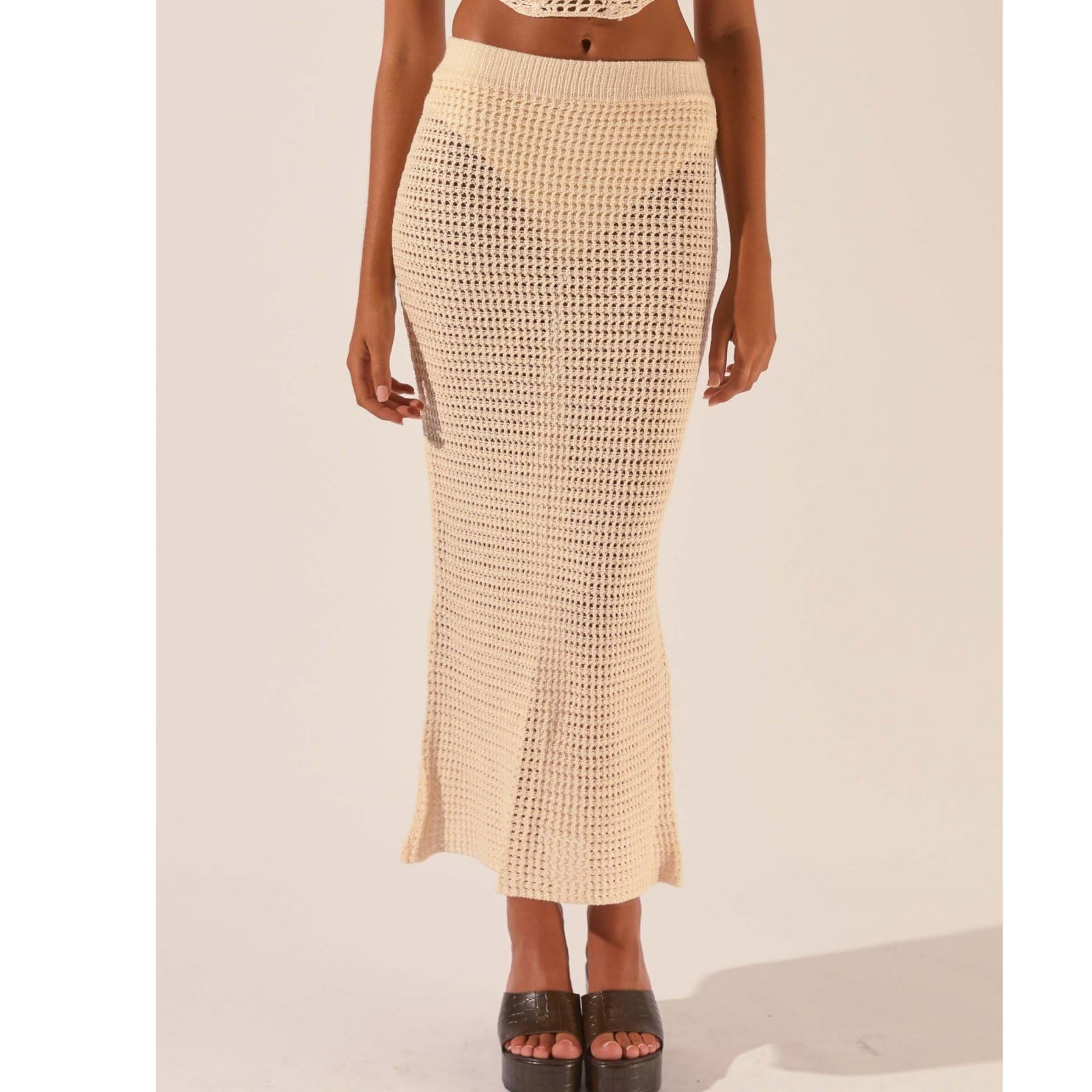 Set Gonna Da Donna in Maglia 2 Pezzi Hollow Out Halter Crop Top E Bodycon Set Gonna Lunga