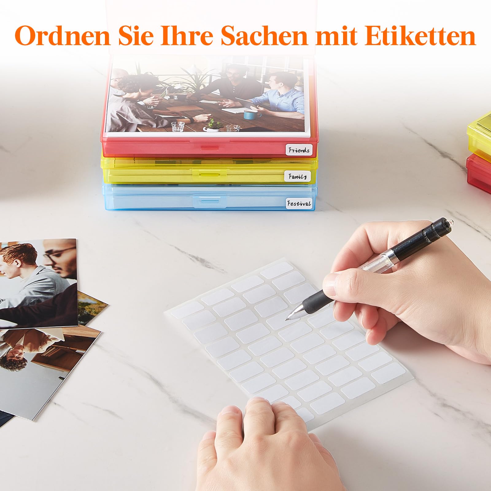Lifewit Aufbewahrungsbox, 4x6 10x15cm 4R, Foto-Organizer, 18 innere Bildbehälter, mehrfarbige Boxen, Samenaufbewahrung, Basteln, f. Karten, Bilder, Briefmarken, Bürobedarf, m. 1 Blatt Etikettensticker