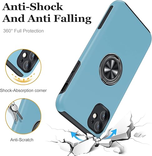 Miniatura 6 de JAME Funda para iPhone 11 con protector de pantalla de vidrio templado, funda delgada y suave para iPhone 11, con soporte de anillo invisible y