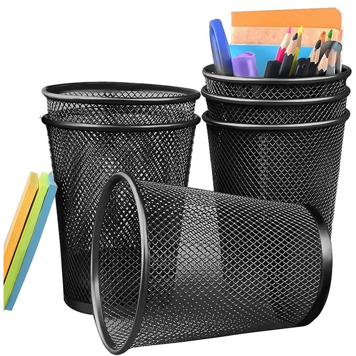 Pen Holder 6 Pack, Mesh Desk Organizer Pen Pot Pencil Holders, Stationary Supplies Pencil Pots For Office, Home, Classroom