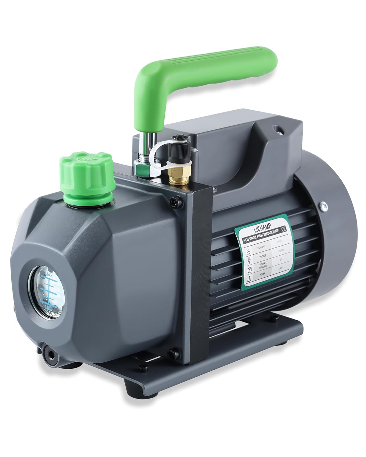 Lichamp 1/4 HP 3.5 CFM Vacuum Pump, HVAC Single Stage Vacuum Pump for R134a R410a R22 R12 and AC R1234YF R134A Gauge Set, Automotive Manifold Gauge Compatible with R1234YF R134A and R404A Refrigerants