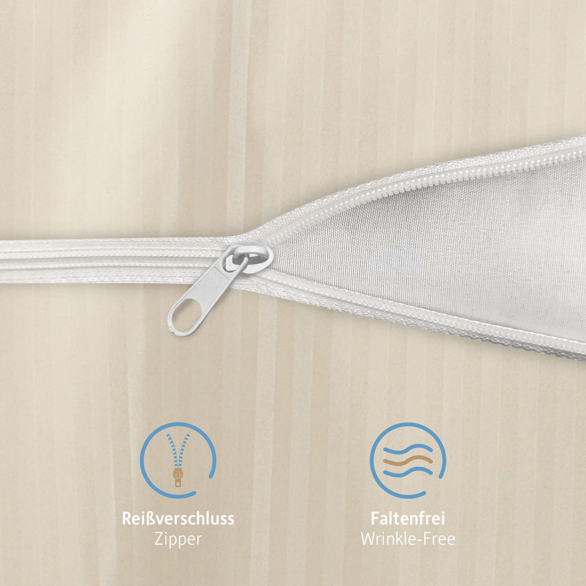 Komfortec Biancheria da letto deluxe, 135 x 200 cm, con federa, set di biancheria da letto 2 pezzi, in microfibra con cerniera, morbida e non necessita di stiratura, beige