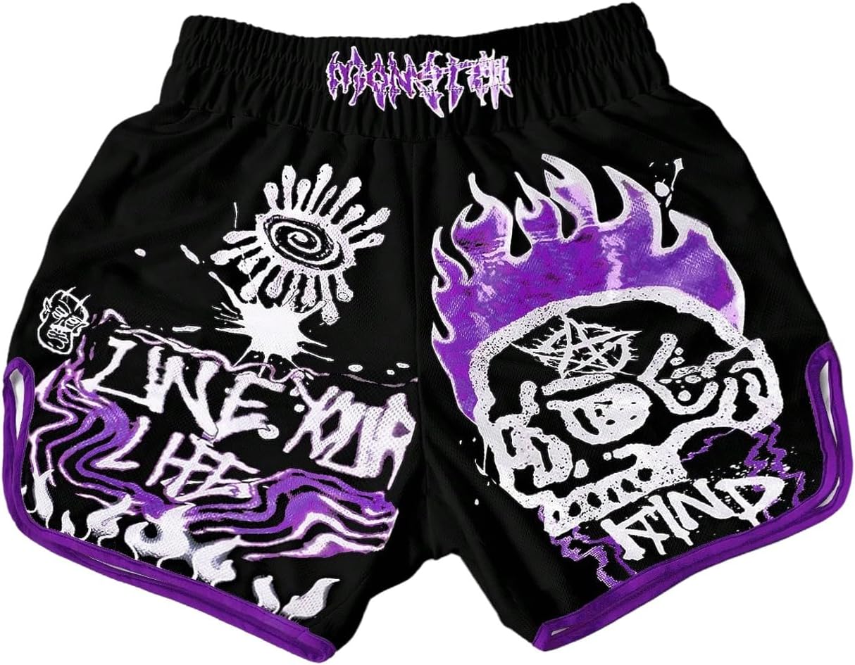 GORGLITTER Men's Letter Graphic Print Drawstring Waist Track Shorts with Pocket