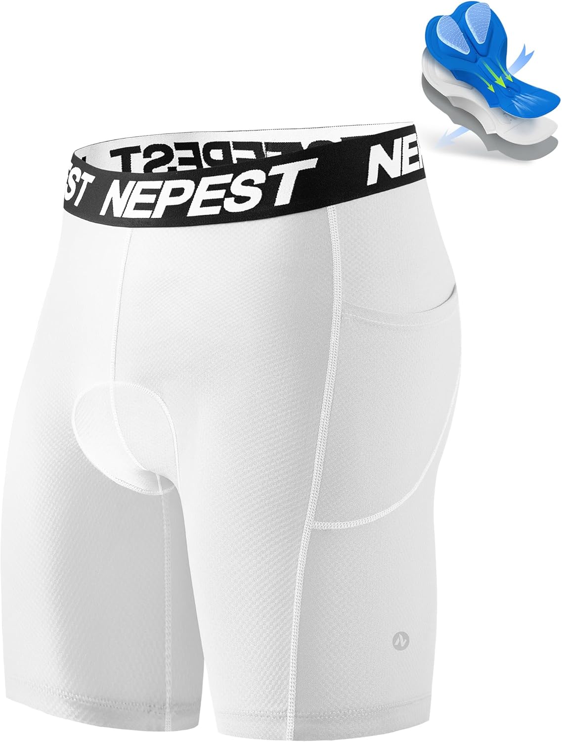 Nepest Cycling Underwear for Men Bike Shorts 4D Padded Biking Road Bicycle Biker MTB Liner Padding Shorts with Pockets