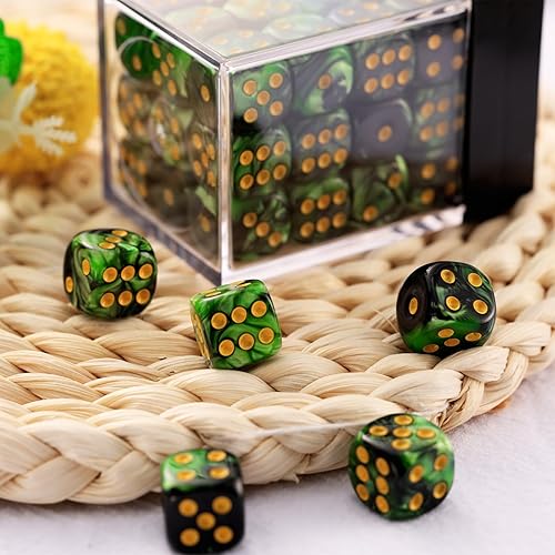 Miniatura 6 de Juego de 36 dados de 0.472 in, 6 caras, juego de dados D6 de dos colores, 6 dados estándar de 6 caras para Yahtzee, Bunco o enseñanza de