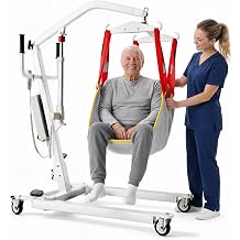 Electric Patient Lift for Home Use,500lbs Capacity Patient Lift with Anti-Tilt Protection & Adjustable Sling&Base,Thick-walled Pipes Ensure Safety| Ideal for Elderly, Disabled & Convalescent Care