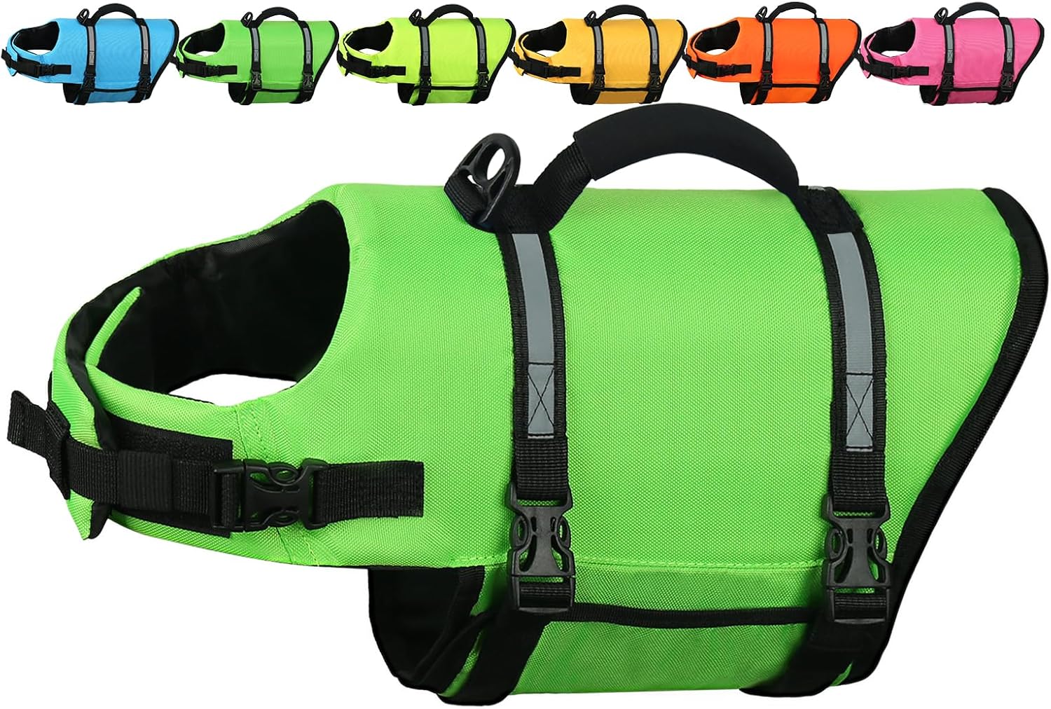 AMZNOVA Rip Stop Dog Life Jacket, Dog Life Vest for Swimming & Boating, Lightweight & Buoyancy for Doggy Puppy, Lifejacket with Handle, XL, Bright Orange