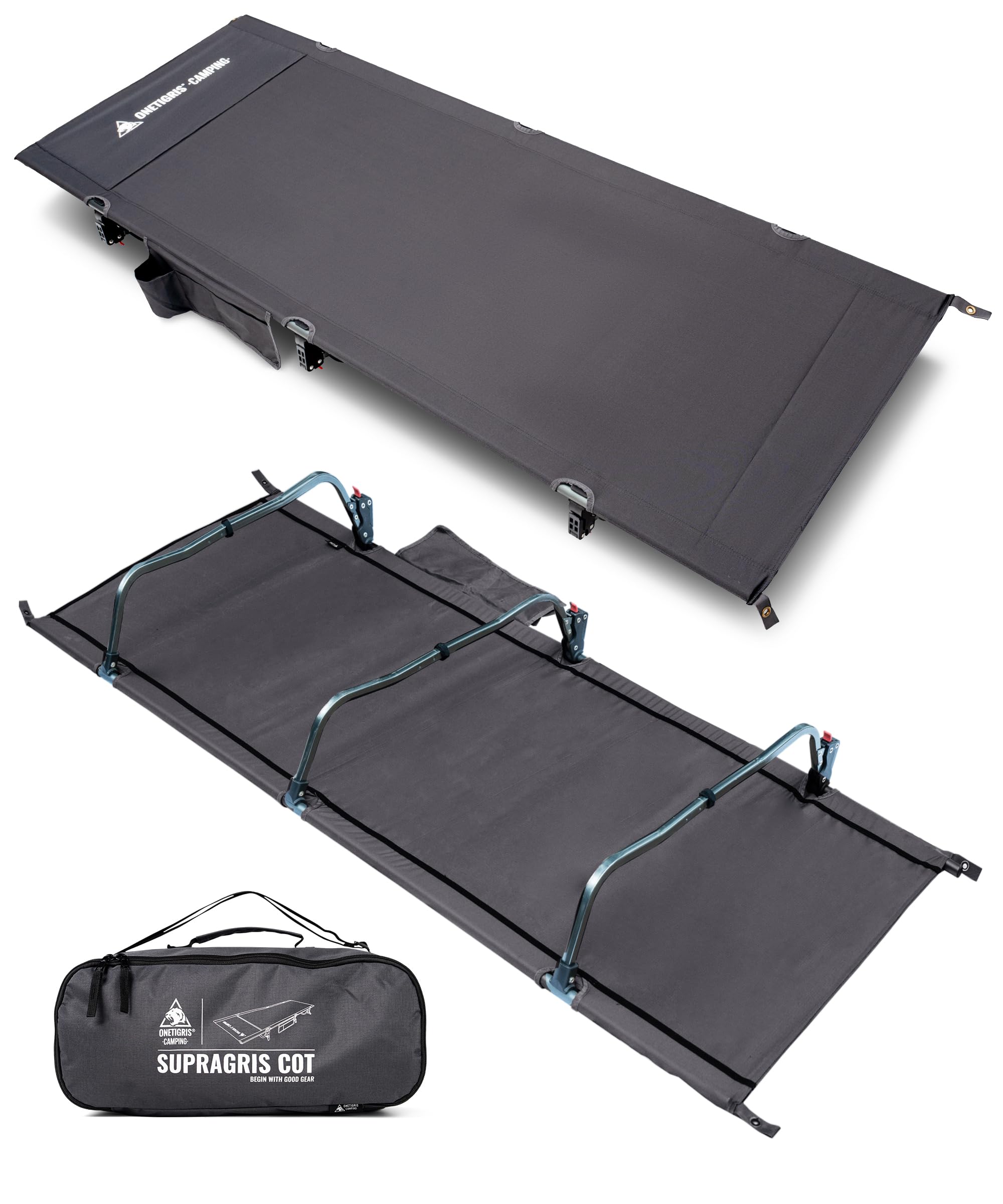 OneTigris SUPRAGRIS lettino da campeggio pieghevole, portatile, pieghevole, leggero, pieghevole, fino a 180 kg, per tenda, attività all'aperto, viaggi, giardino, ufficio (190 × 70 × 18 cm)