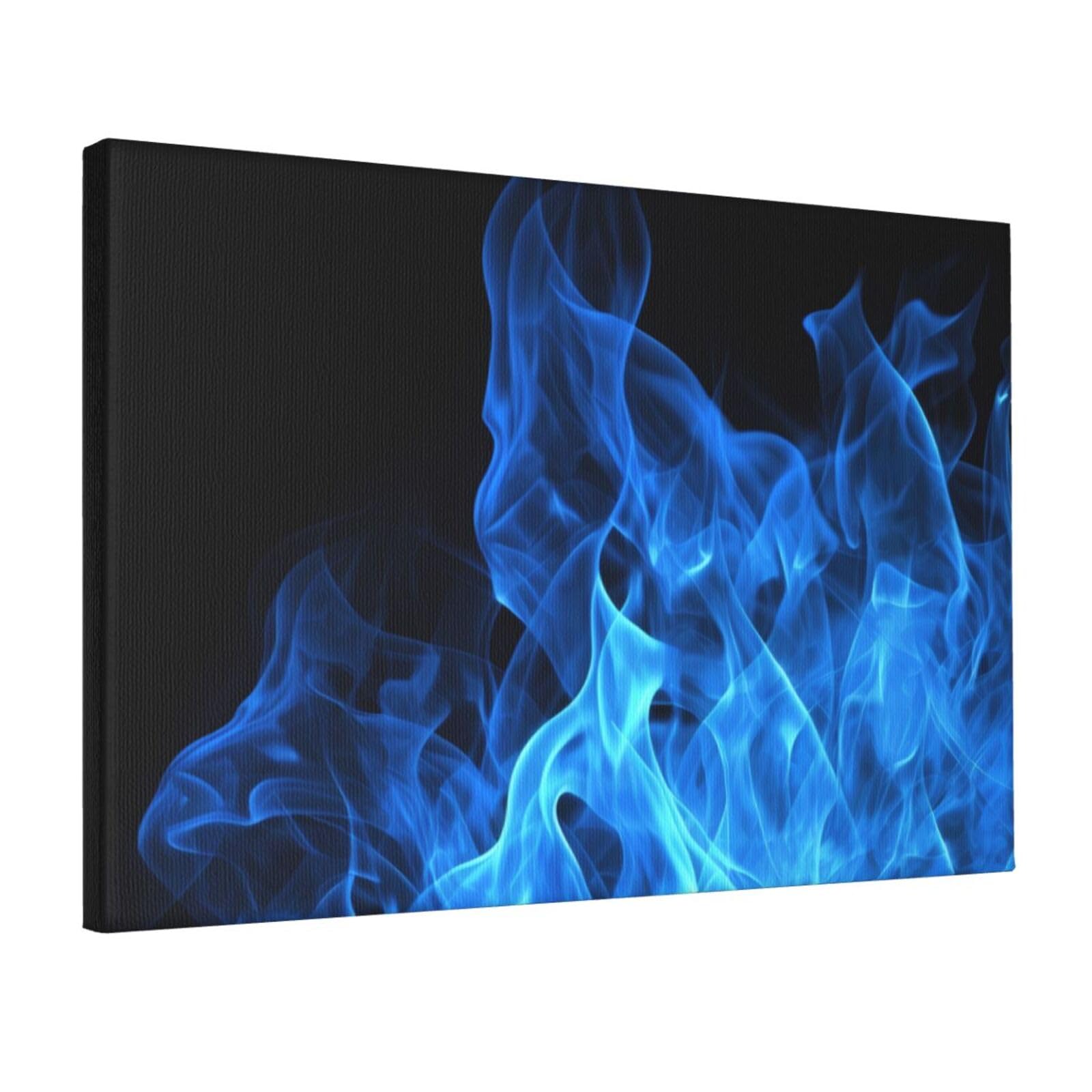 KLOPH Blue Flame Canvas Wall Art for Living Room 12"x18" Modern Artwork Painting for Bathroom Hanging Canvas Prints Aesthetic Wallart for Bedroom Kitchen Office Wall Decor