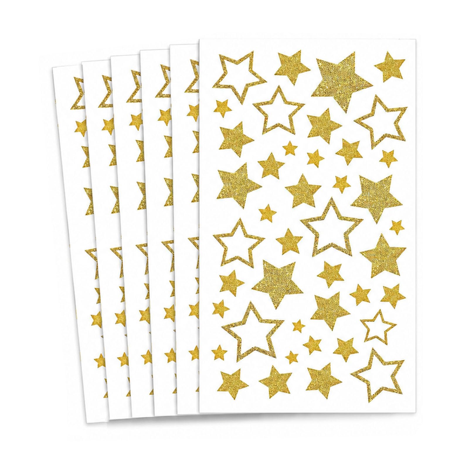 QIHAWN 6Pcs Gold Glitter Star Stickers Self-Adhesive for Crafts Party