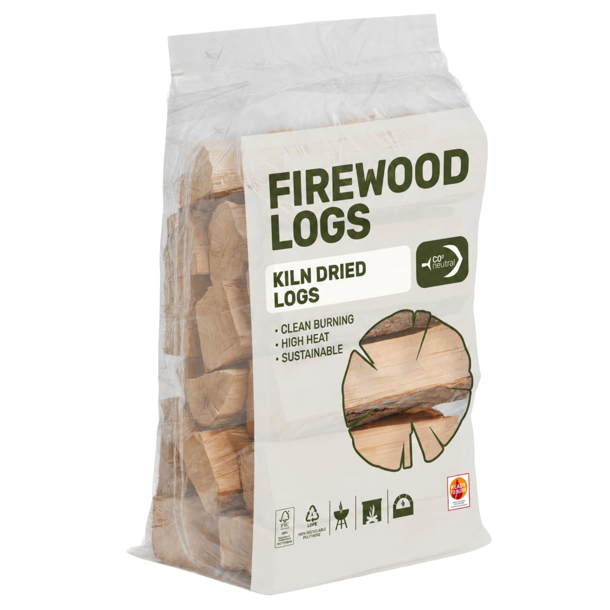 Green Olive Firewood Company 27L Kiln Dried Logs for Wood Burners (1 x 27L bag) British Made For Burning In Stoves, Log Burners, Open Fireplaces, Pizza Ovens, BBQs, Camping Fire Pits, Defra Firewood